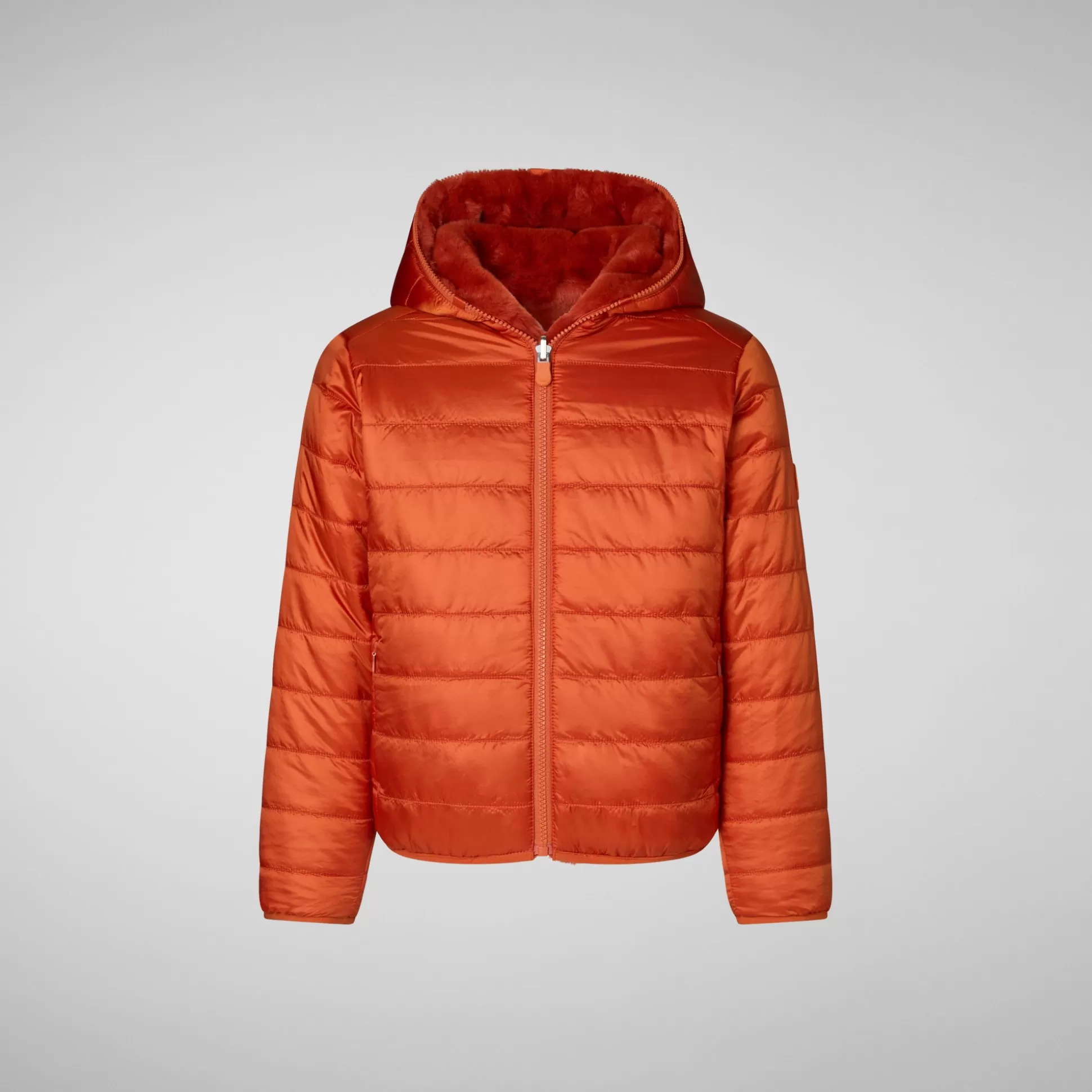 New Wendbare Mädchenjacke Mit Kapuze Chloe In Ahornorange Kinder Animal-Free Steppjacken